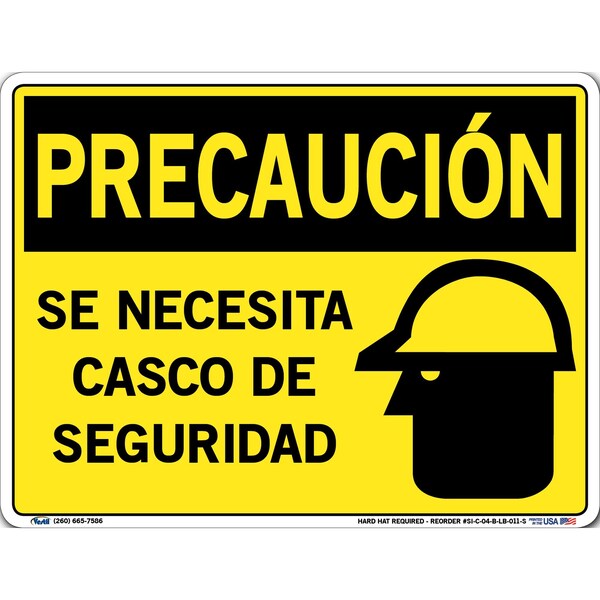 Vinyl Label Sign, 9-1/2" Height, 12-1/2" Width, Vinyl Label, Rectangle, Spanish